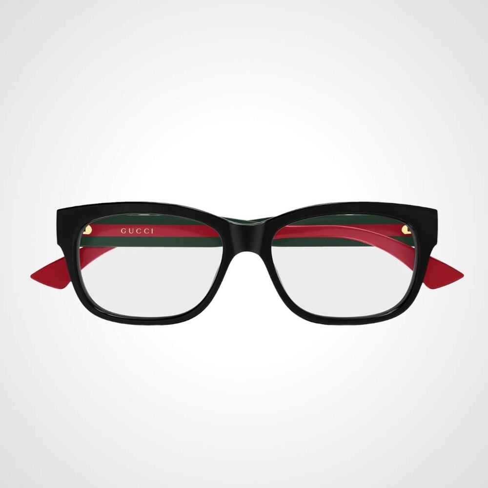 New GUCCI Eyeglasses Black 51-15-140 Rectangular Cat Eye Green Red - Picture 2 of 4
